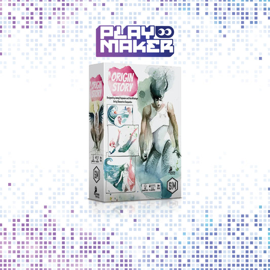 Playmaker 'Origin Story' product packaging on a mosaic background